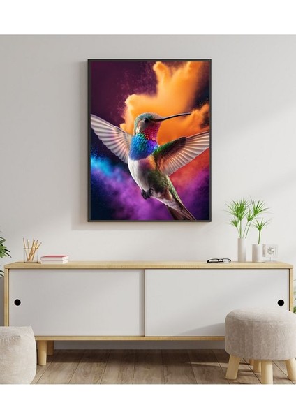 Metal Çerçeveli Gerçek Camlı Tablo Sinek Kuşu "rio" , Tablo , Salon Ofis Dekorasyon indirimleri