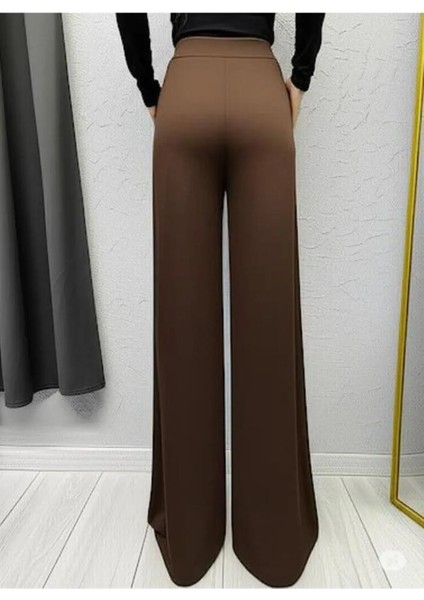 Scuba Krep Önü Pileli Palazzo Pantolon modelleri