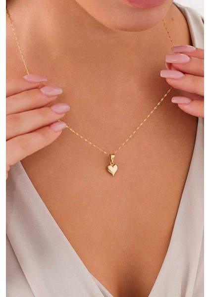 14 Ayar Altın Bombeli Kalp Kolye fiyatları