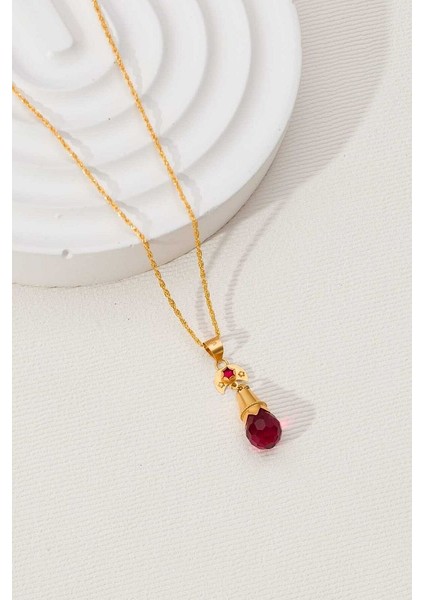 14 Ayar Altın Kırmızı Nar Tanesi Kolye modelleri