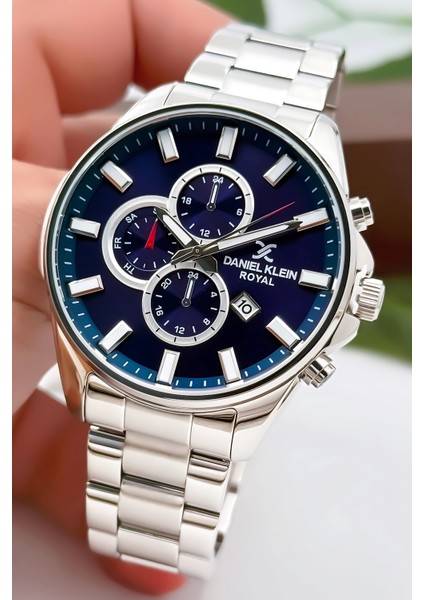 Erkek Kol Saati Takvimli Çelik Kordon Çelik Kasa 3 Atm Su Geçirmez Gümüş-Mavi zmdk1143 fiyatları