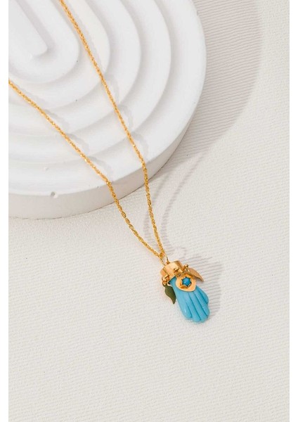 14 Ayar Altın Fatma Ana Eli Kolye modelleri