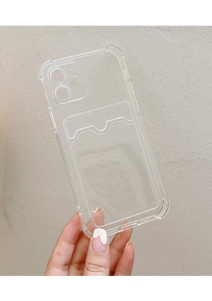 iPhone 12 Uyumlu Köşeleri Çıkıntılı Kartlıklı Şeffaf Kılıf fiyatları