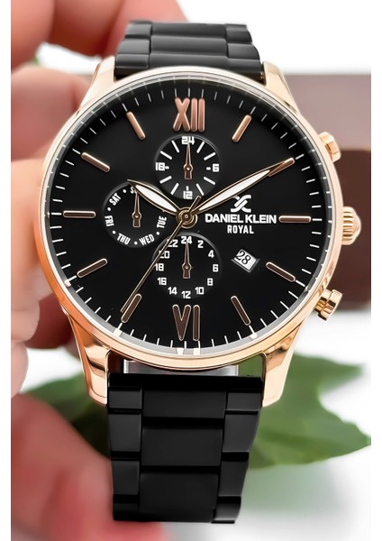 Erkek Kol Saati Takvimli Çelik Kordon Çelik Kasa Siyah-Rose Bileklik Hediyesi İle zmdk1134 modelleri