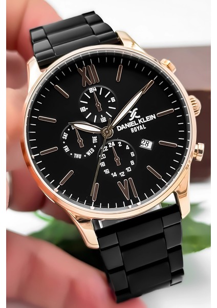 Erkek Kol Saati Takvimli Çelik Kordon Çelik Kasa Siyah-Rose Bileklik Hediyesi İle zmdk1134 fırsatları