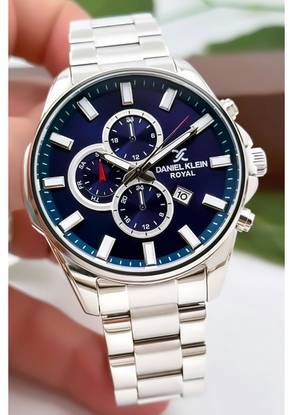 Erkek Kol Saati Takvimli Çelik Kordon Çelik Kasa 3 Atm Su Geçirmez Gümüş-Mavi zmdk1143 modelleri