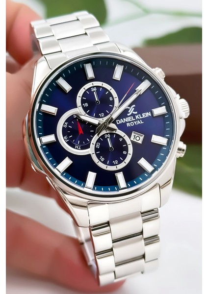 Erkek Kol Saati Takvimli Çelik Kordon Çelik Kasa 3 Atm Su Geçirmez Gümüş-Mavi zmdk1143 fırsatları