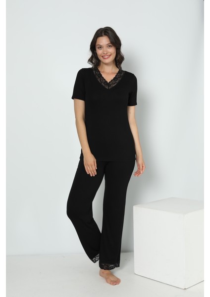 Kadın Viskon V Yaka Kısakol Pijama C840-536