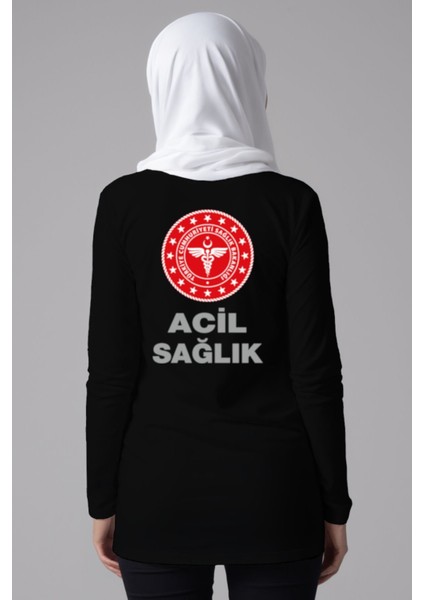 Siyah 112 Acil Sağlık Tesettür Uzun Boy Tişört fiyatları