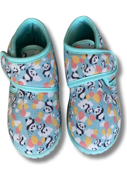 Yumuşak Pamuklu Unisex Çocuk Pandufu Yeşil/panda