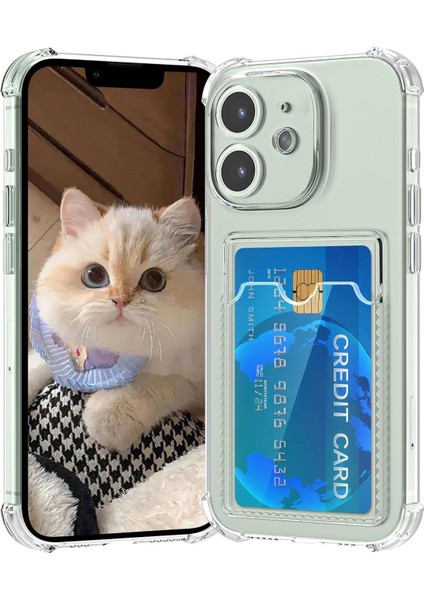 iPhone 11 Uyumlu Köşeleri Çıkıntılı Kartlıklı Şeffaf Kılıf indirimleri