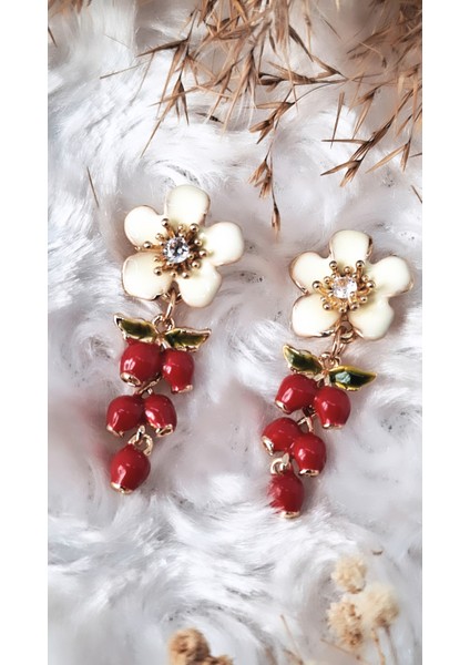 Çiçek Figürlü Üzüm Salkımı Küpe