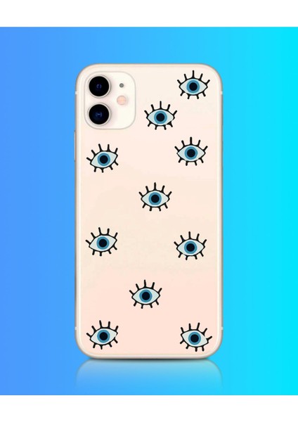 iPhone 11 Uyumlu Göz Desen Tasarım Baskılı Şeffaf Kılıf