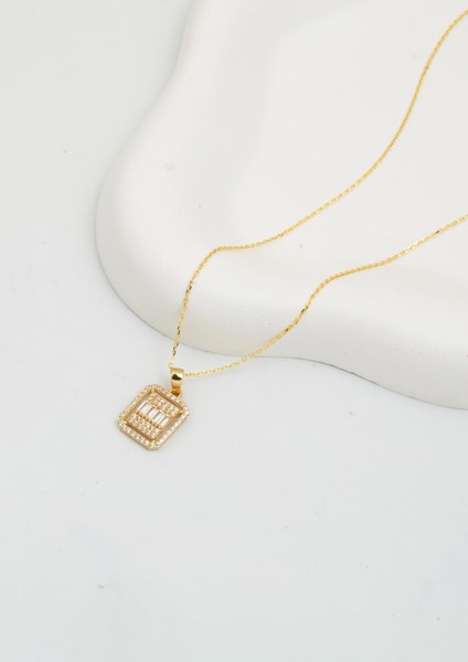 Köşeli Baget 14 Ayar Altın Kolye modelleri