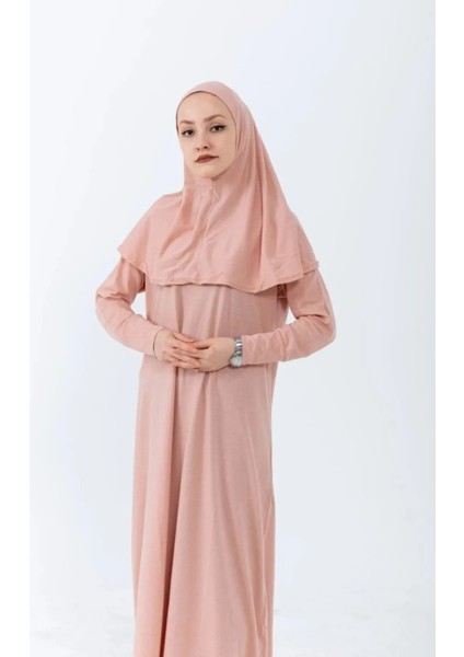 Tek Parça Başörtülü Düz Renk Kadın Tesettür Namaz Elbisesi fiyatları