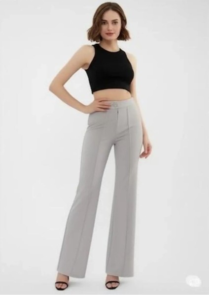Scuba Krep Önü Çımalı Palazzo Pantolon