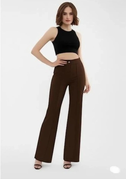 Scuba Krep Önü Çımalı Palazzo Pantolon