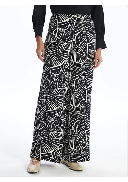 Lcw Modest Siyah Beli Lastikli Desenli Kadın Palazzo Pantolon fırsatları