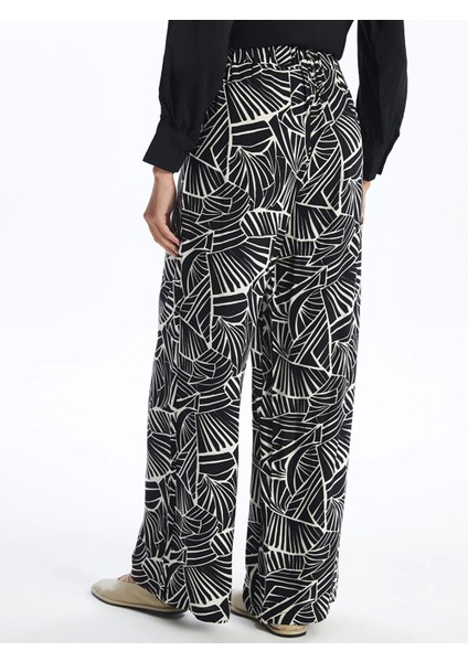 Lcw Modest Siyah Beli Lastikli Desenli Kadın Palazzo Pantolon indirimleri