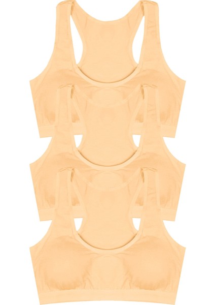 Kız Çocuk Büstiyer 3'lü Kalın Askılı, Sporcu Kesim, Pedli (%96 Pamuk - %4 Elastan)