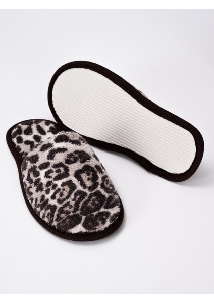 Leopar Desen Havlu Terlik Kaymaz İnce Taban modelleri