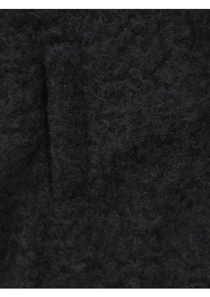 Çift Cepli Önü Düğmeli Astarlı Buklet Kaban -Siyah fiyatları