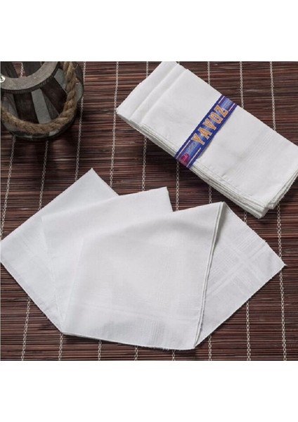 12 Adet %100 Pamuk Kaliteli Erkek Beyaz Kese Mendil Ekonomik Paket