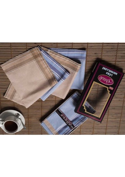 Siyah Kutulu 42X42 cm Düzine 12 Adet Kumaş Mendil-Gm 07 modelleri