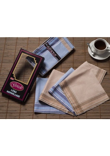 Siyah Kutulu 42X42 cm Düzine 12 Adet Kumaş Mendil-Gm 07 fırsatları