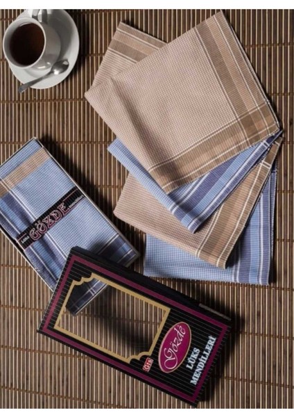 Siyah Kutulu 42X42 cm Düzine 12 Adet Kumaş Mendil-Gm 07 indirimleri