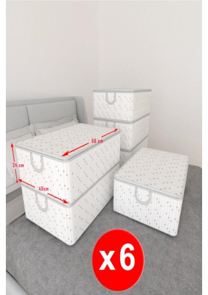 Beyaz 6 Adet Dikdörtgen Baza Altı Geniş Hacim Kulplu Baza Altı Çek Yat Kıyafet Eşya Düzenleyici Hurç