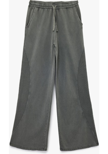 Üç Iplik Pamuklu Bağlama Detaylı Cepli Geniş Paça Eşofman Altı