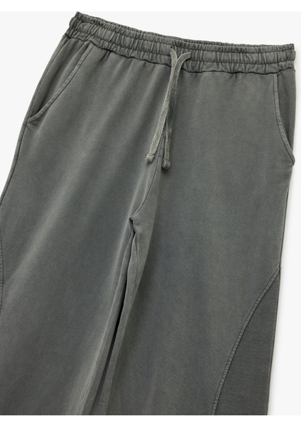 Üç Iplik Pamuklu Bağlama Detaylı Cepli Geniş Paça Eşofman Altı modelleri