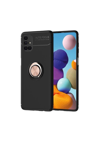 Samsung Galaxy M51 Kılıf Metal Stant Olabilen Yüzüklü Flexring Premium Silikon Kılıf
