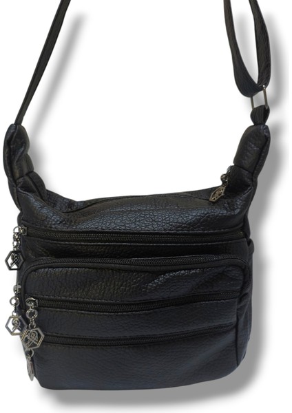 390-25 Yıkama Deri 6 Bölmeli Omuz Askılı Kadın Çanta