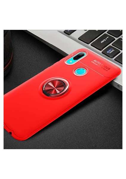 Huawei Y6 2019 Kılıf Metal Stant Olabilen Yüzüklü Flexring Premium Silikon Kılıf