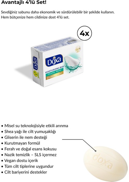 Micellar Water Nemlendirici Sabun – Shea Yağı ve Misel Su Içerikli, Vegan Formül 4lü modelleri