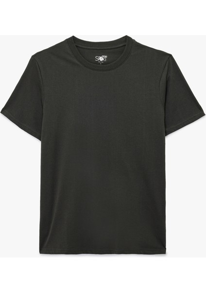 Rahat Kalıp Kısa Kollu Baskı Detaylı Bisiklet Yaka Basic Spor Tişört