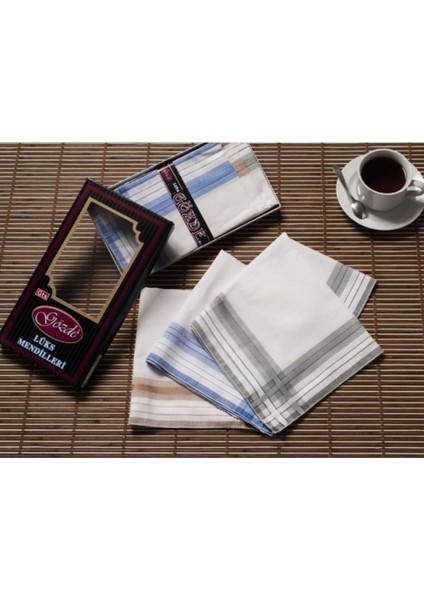 Siyah Kutulu 42X42 Cm. Bir Düzine (12 Adet) Mendil-Gm 06