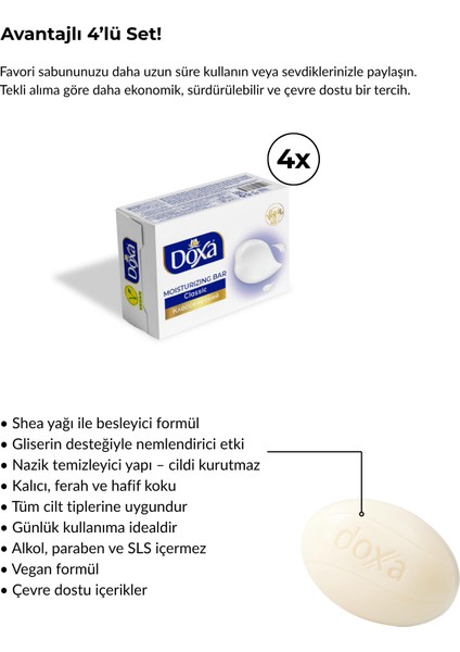 Doğal Shea Yağlı El Sabunu – Nazik Temizlik & Yumuşaklık 4lü modelleri