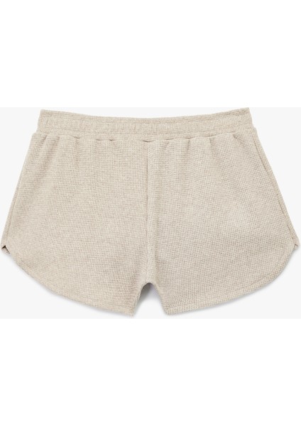 Dokulu Waffle Kumaş Mini Şort Pijama Altı