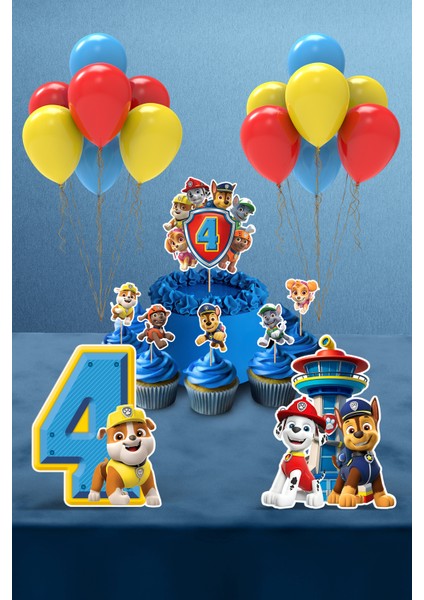 Paw Patrol Doğum Günü Parti Seti - 4 Yaş Doğum Günü Konsepti - Mini