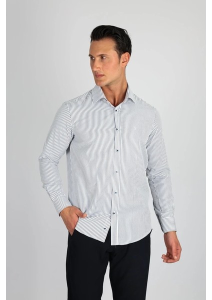 LM1489 C 900 Beyaz Çizgili Erkek Gömlek fiyatları