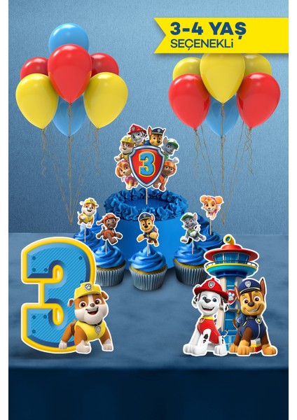 Paw Patrol Doğum Günü Parti Seti - 3 Yaş Doğum Günü Konsepti - Mini