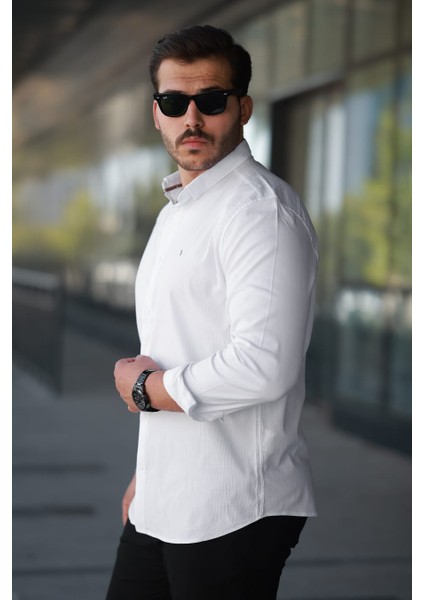 Slim Fit Uzun Kollu Erkek Beyaz Gömlek fiyatları