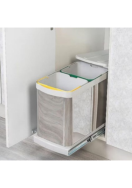 Starax S-2392 Teleskopik Raylı Plastik Gövde Çöp Kovası 12+12 lt