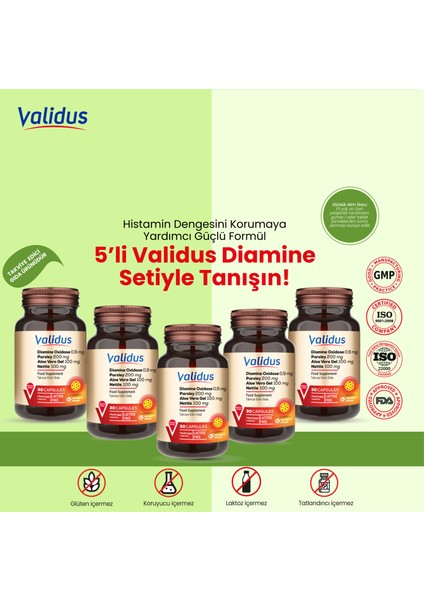 Diamine Oxidase 0,9 Mg Parsley 200 Mg Aloe Vera Gel 100 Mg 5'li Özel Set 5 X 30 Capsules