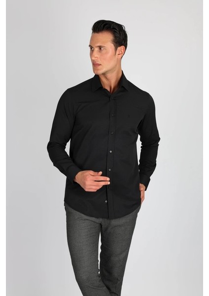 LM1491 C 500 Siyah Erkek Gömlek