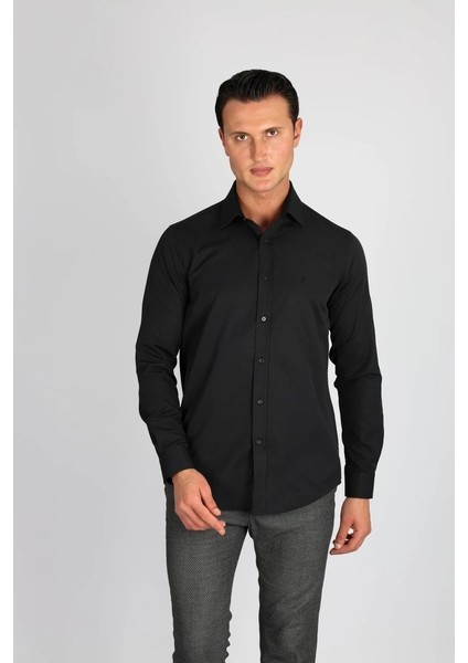 LM1491 C 500 Siyah Erkek Gömlek