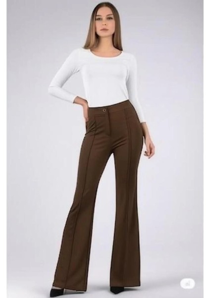 Scuba Krep Önü Çımalı Ispanyol Paça Pantolon